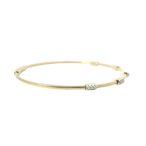 14K Yellow Gold Flexible Diamond Bangle Bracelet