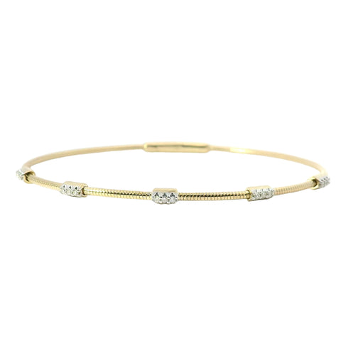 14K Yellow Gold Flexible Diamond Bangle Bracelet