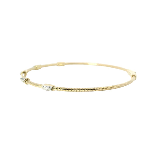 14K Yellow Gold Flexible Diamond Bangle Bracelet