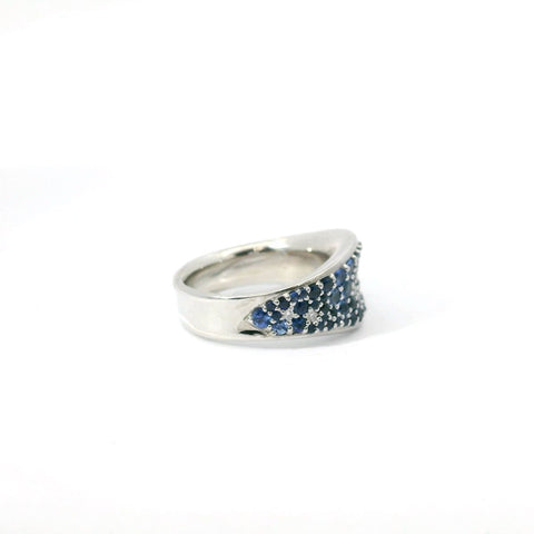 14K White Gold Pave Sapphire and Diamond Ring