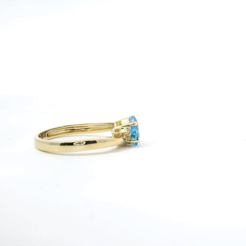 14K Yellow Gold Swiss Blue Topaz Ring