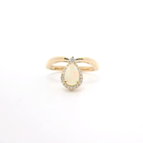YELLOW GOLD OPAL AND DIAMOND HALO RING 200-04180