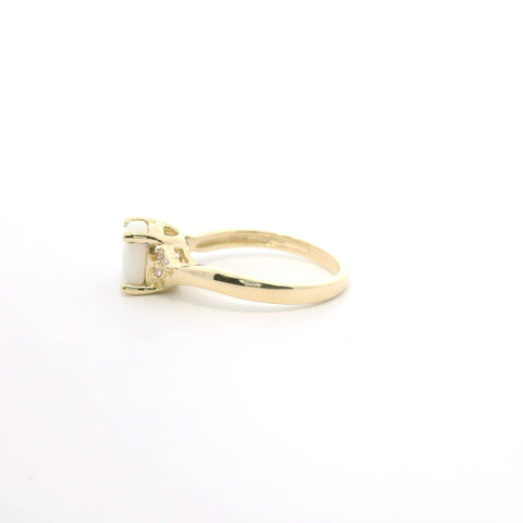 YELLOW GOLD OPAL AND DIAMOND RING 200-04182
