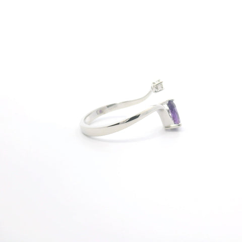 WHITE GOLD AMETHYST AND DIAMOND BYPSS RING 200-04187