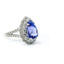 CUSTOM 14KT WHITE GOLD DOUBLE HALO SPLIT SHANK TANZANITE RING 200-04234