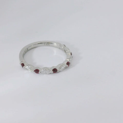 14KT White Gold Stackable Ruby Band