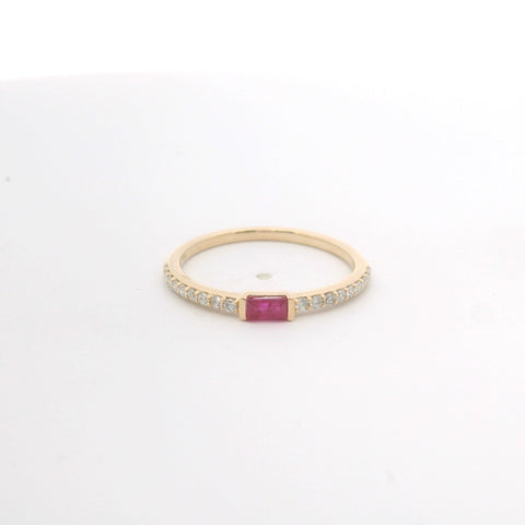 YELLOW GOLD DAMOND RUBY RING 201-00358