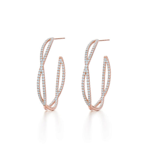KWIAT 18KT Fidelity Pave Diamond Hoop Earrings E-2049-0-DIA-18KY