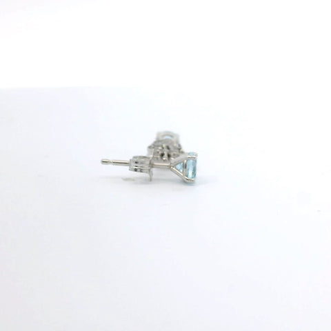 14K White Gold Swiss Blue Topaz Stud Earrings