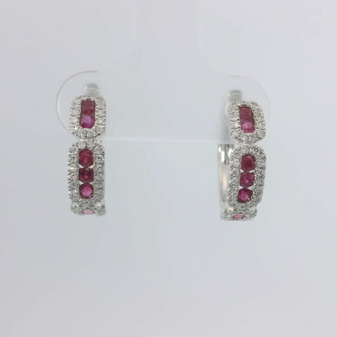 14KT White Gold Diamond and Ruby Earrings