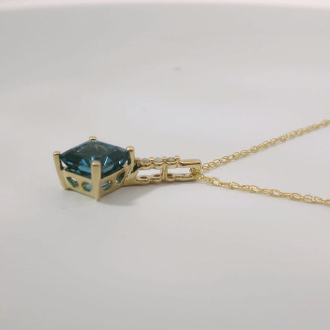 14K Yellow Gold London Blue Topaz Necklace