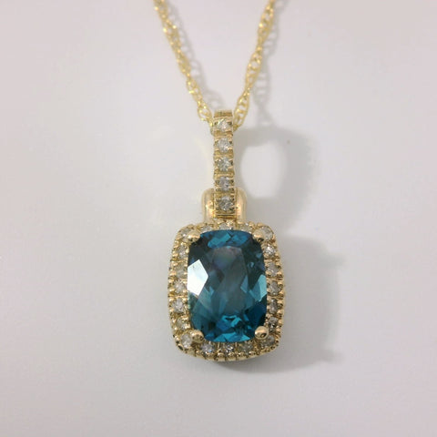 14K Yellow Gold London Blue Topaz Necklace