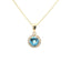 YELLOW GOLD SWISS BLUE TOPAZ & DIAMOND HALO PENDANT 230-02370