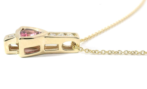 Pink Tourmaline Diamond Accented Drop Pendant 230-02415