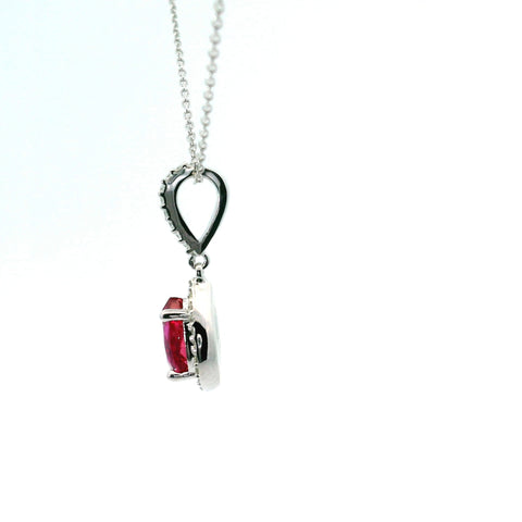 14KT WHITE GOLD RUBY HALO PENDANT 231-00293
