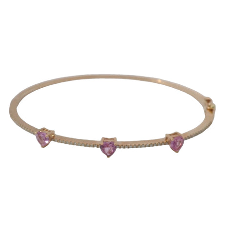 14KT Rose Gold Sapphire Heart Bangle Bracelet