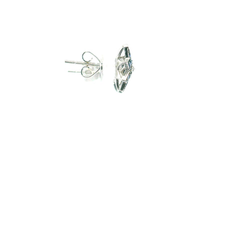 14KT WHITE GOLD SAPPHIRE AND DIAMOND EARRINGS 211-00143