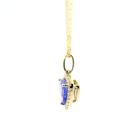 14KT YELLOW GOLD TRILLION TANZANITE NECKLACE 230-02458