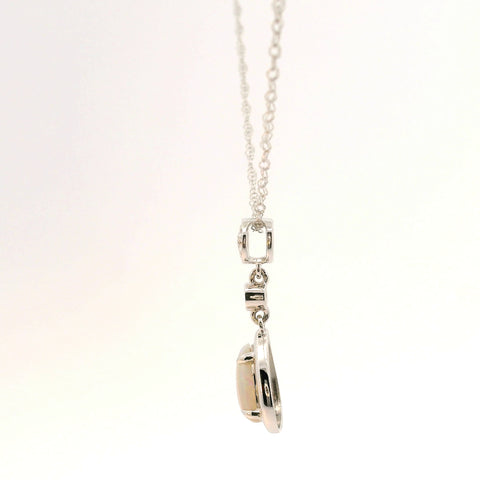 14KT WHITE GOLD OPAL AND DIAMOND NECKLACE