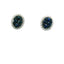 14KT WHITE GOLD SAPPHIRE CLUSTER WITH DIAMOND HALO EARRINGS 211-00144