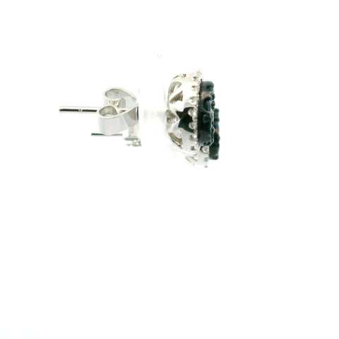 14KT WHITE GOLD SAPPHIRE CLUSTER WITH DIAMOND HALO EARRINGS 211-00144
