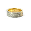 7MM 14KT YELLOW GOLD AND PALLADIUM 500 HALF HAND ENGRAVED HALF MOKUME GANE RING WITH BEZEL SET CHAMPAGNE DIAMOND 675-00190