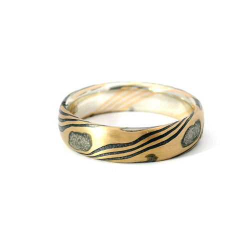 5.5MM YELLOW GOLD AND STERLING SILVER MOKUME GANE RING 675-00195
