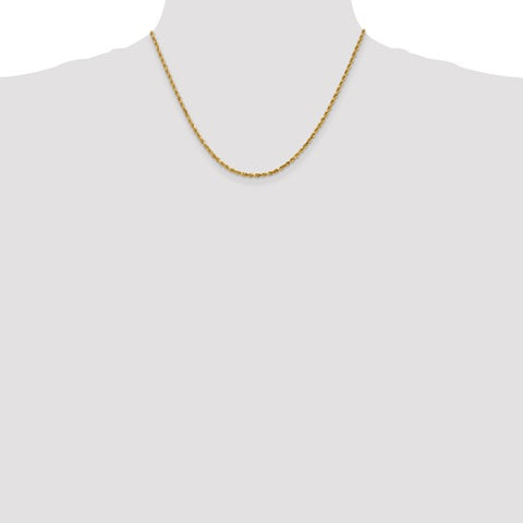 14K 2.5mm 18 Inch Diamond-Cut Rope Chain