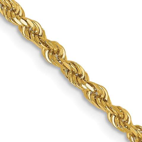 14K 2.5mm 18 Inch Diamond-Cut Rope Chain