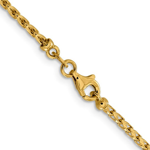 14K 2.1mm Diamond Cut Open Franco 18 Inch Chain