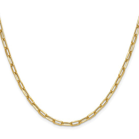 14K Semi-Solid 18 Inch Beveled Diamond Cut Paperclip Necklace