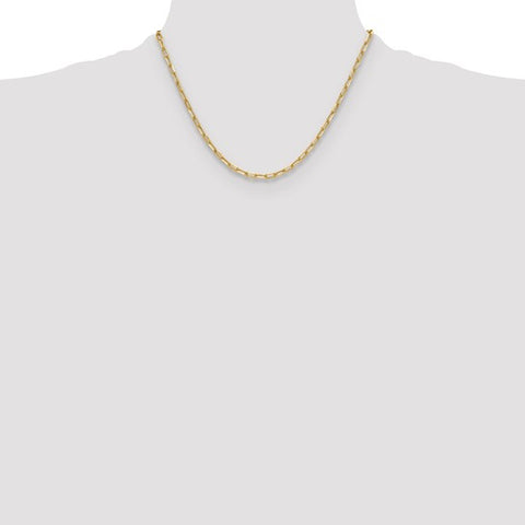 14K Semi-Solid 18 Inch Beveled Diamond Cut Paperclip Necklace