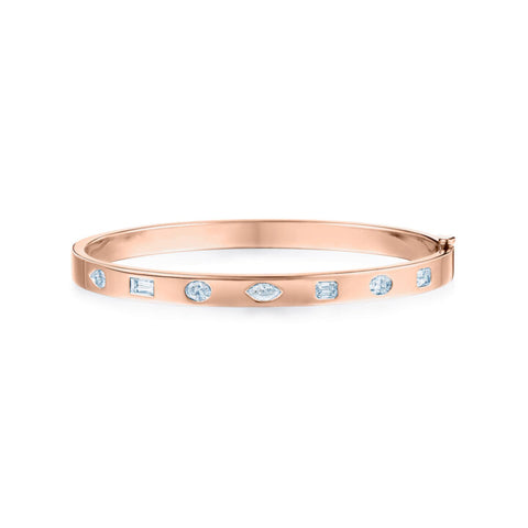KWIAT 18KT Slim Bangle with Mixed Shape Diamonds B-19521-0-DIA-18KY