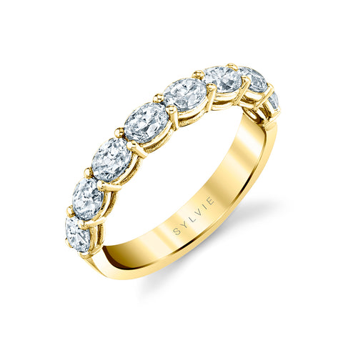 14KT WHITE GOLD OVAL CUT DIAMOND HALF-WAY BAND