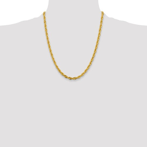 14K 22 inch 4.75mm Semi Solid Rope with Lobster Clasp Chain