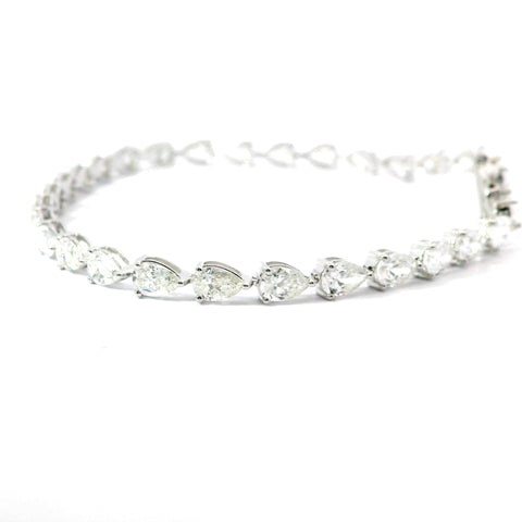 18KT WHITE GOLD PEAR SHAPE DIAMOND LINE BRACELET 170-01105