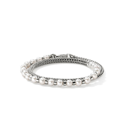 John Hardy Essential Pearl Wrap Bracelet, Sterling Silver BU9011061