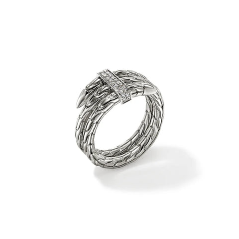 John Hardy Spear Ring, Sterling Silver, Diamonds, Wide RBP986812DI