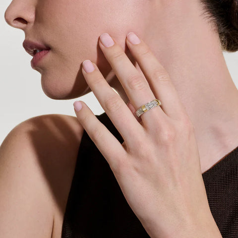 John Hardy Essential Pave Ring, Gold, Sterling Silver, Diamonds, 5MM RZZP988702DI