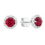 Precious Gemstone and Diamond Halo Stud Earrings