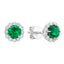 Precious Gemstone and Diamond Halo Stud Earrings