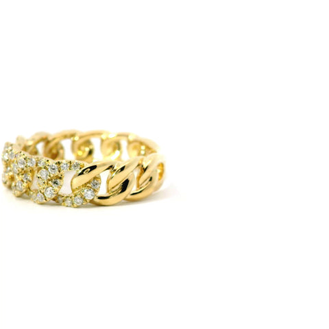 14KT YELLOW GOLD DIAMOND CHAIN-LINK DESIGN RING 130-01715