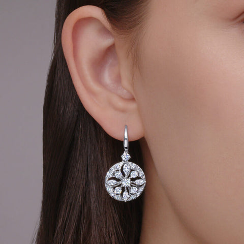 KWIAT 18KT Star Frame Drop Diamond Earrings E-2528-0-DIA-18KW