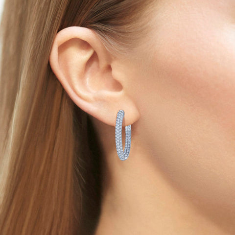 KWIAT 18KT Moonlight Oval Pave Diamond Hoop Earrings E-2584-0-DIA-18KY