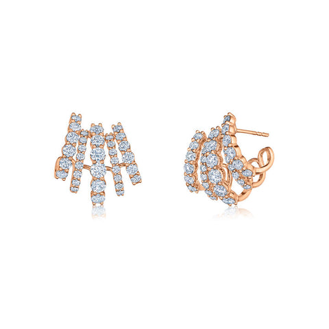 KWIAT 18K Lyric 5 Row Diamond Huggie Earrings E-2813-0-DIA-18KW