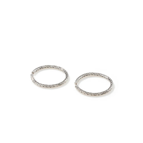 John Hardy Carved Chain Hoop Earring, Sterling Silver, 37MM