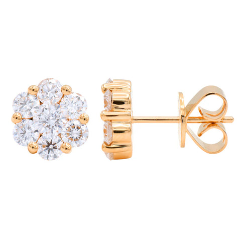 Diamond Cluster Stud Earrings