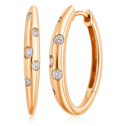 Scattered Diamond Hoop Earrings