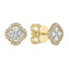Diamond Cluster and Halo Clover Shaped Stud Earrings