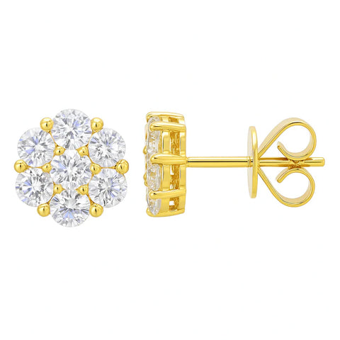 Diamond Cluster Stud Earrings